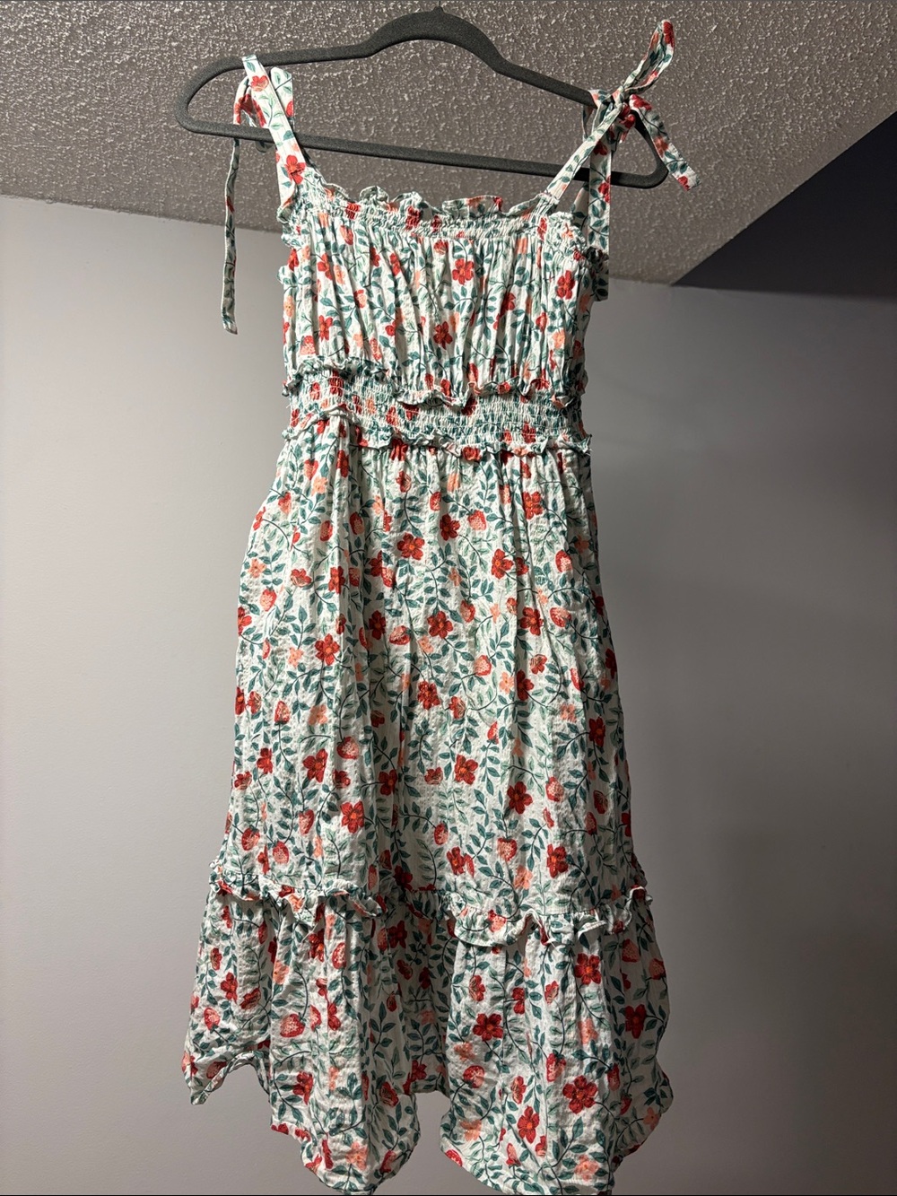 Draper James, Strawberry Floral Tie-Shoulder Summer Dress